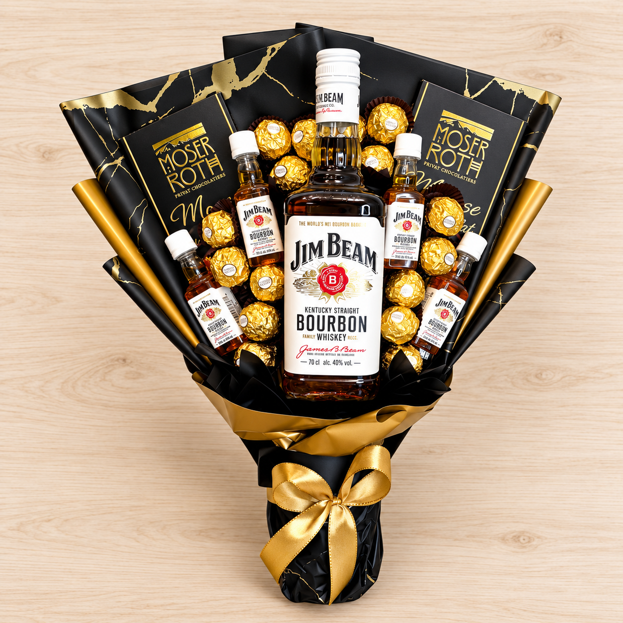 Jim Beam Whiskey Strauss mit Ferrero Rocher Geschenk für Männer –