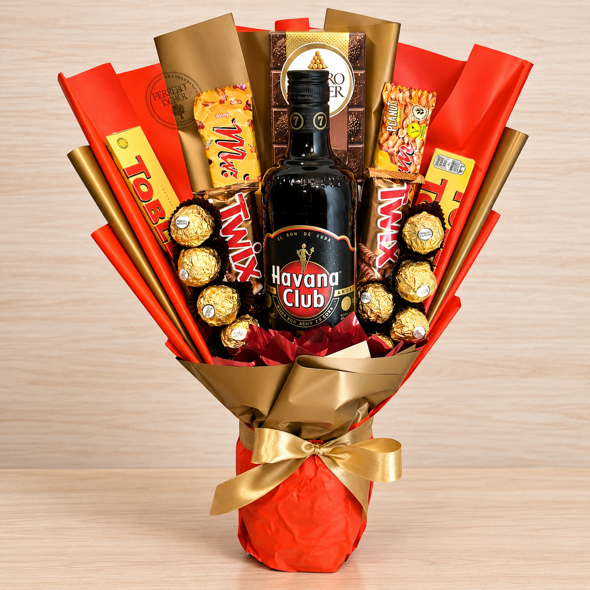 Havana Club Rum Geschenkstrauß mit Ferrero Rocher & Toblerone