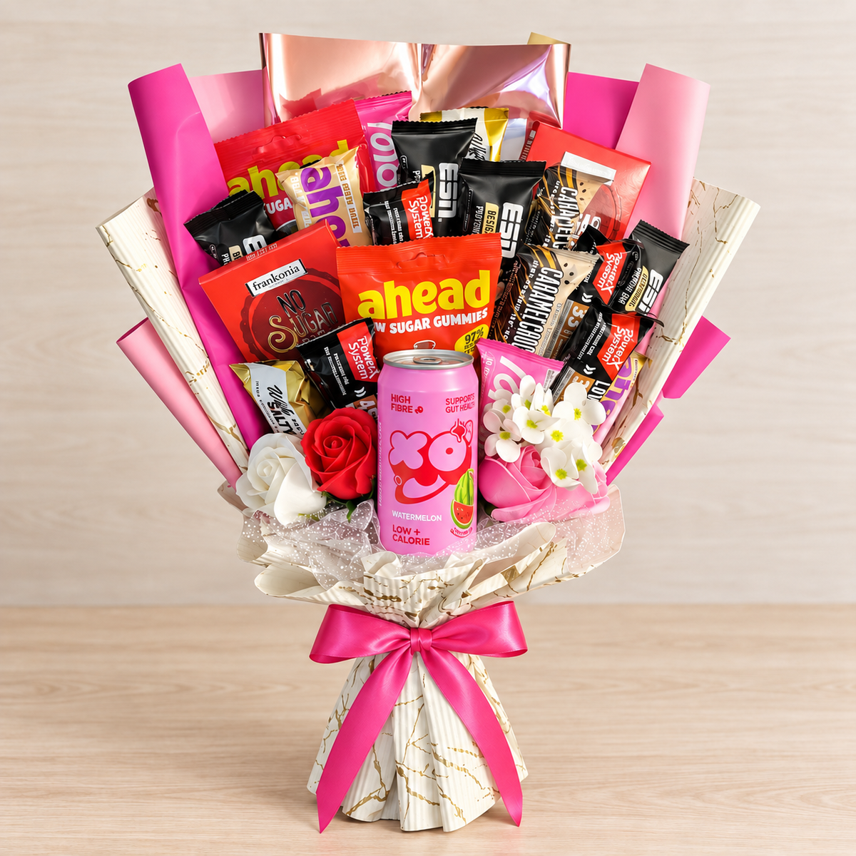 Protein-Snack-Strauß ohne Zuckerzusatz – zuckerarmes Fitness-Geschenk