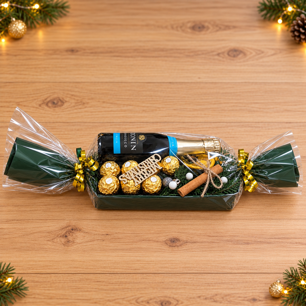 Weihnachtsbonbon mit Zonin Prosecco & Ferrero Rocher – Edles Süßigkeitengeschenk zu Weihnachten