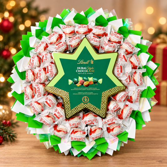 Weihnachtsstrauß mit Lindt Dubai Star & Raffaello – Deluxe