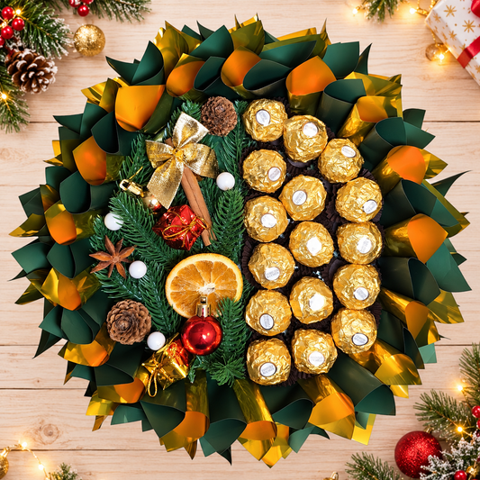 Mini Weihnachtsstrauß mit Ferrero Rocher – Kleines Schokoladengeschenk
