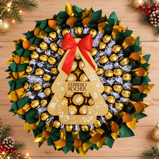 Ferrero Rocher & Lindt Lindor 70% Cacao Weihnachtsstrauß – Deluxe