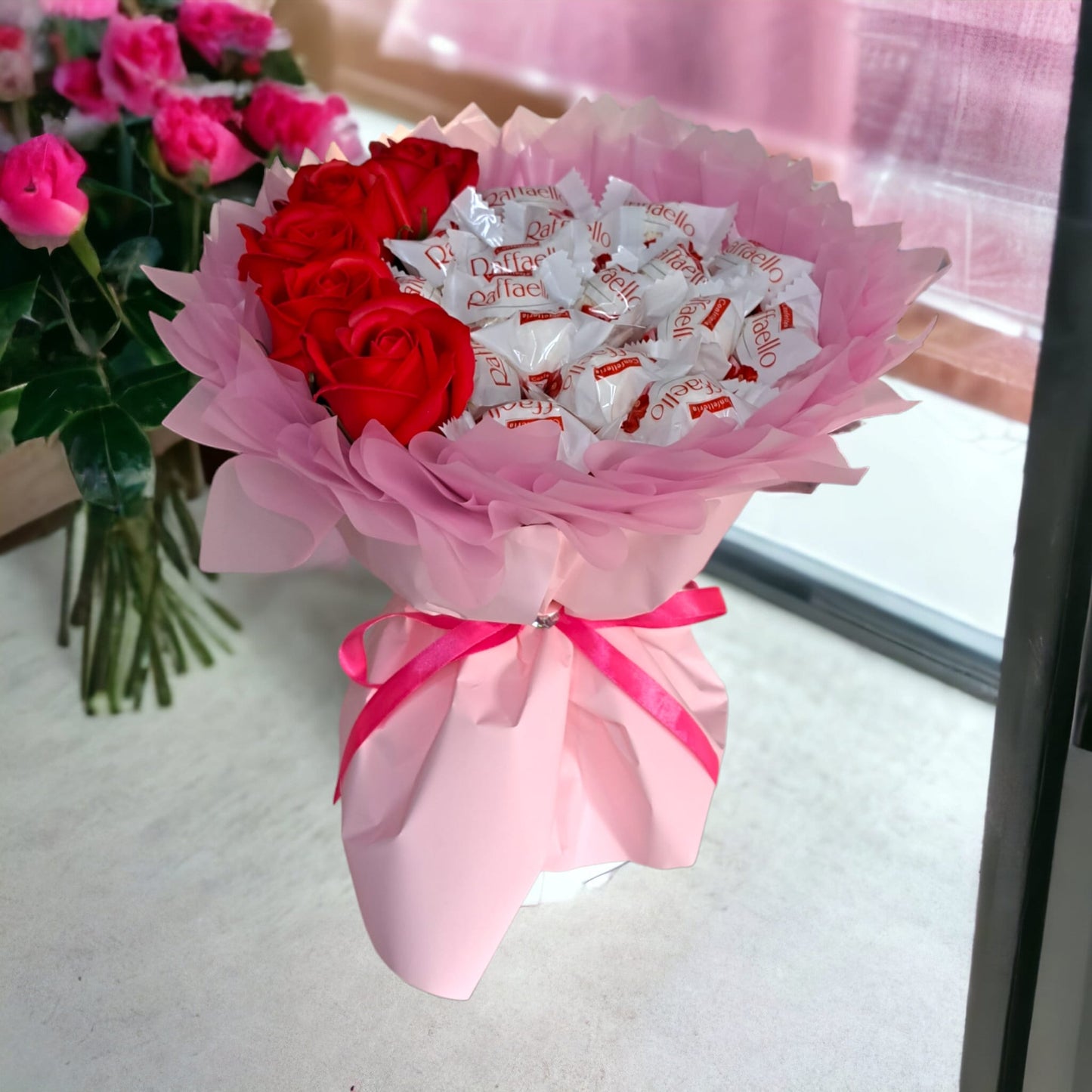 Essbarer Strauß Mini "Raffaello&Rosen"