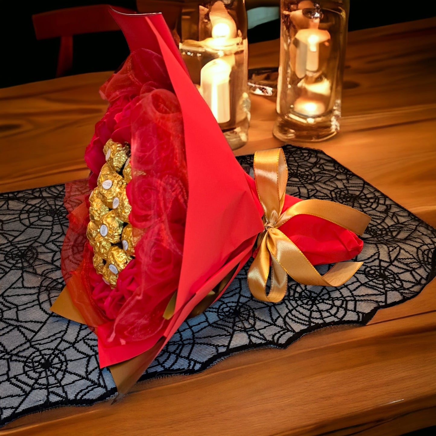 Edible Wedding Bouquet "Red" – Ferrero Rocher and Soap Roses for the Bride