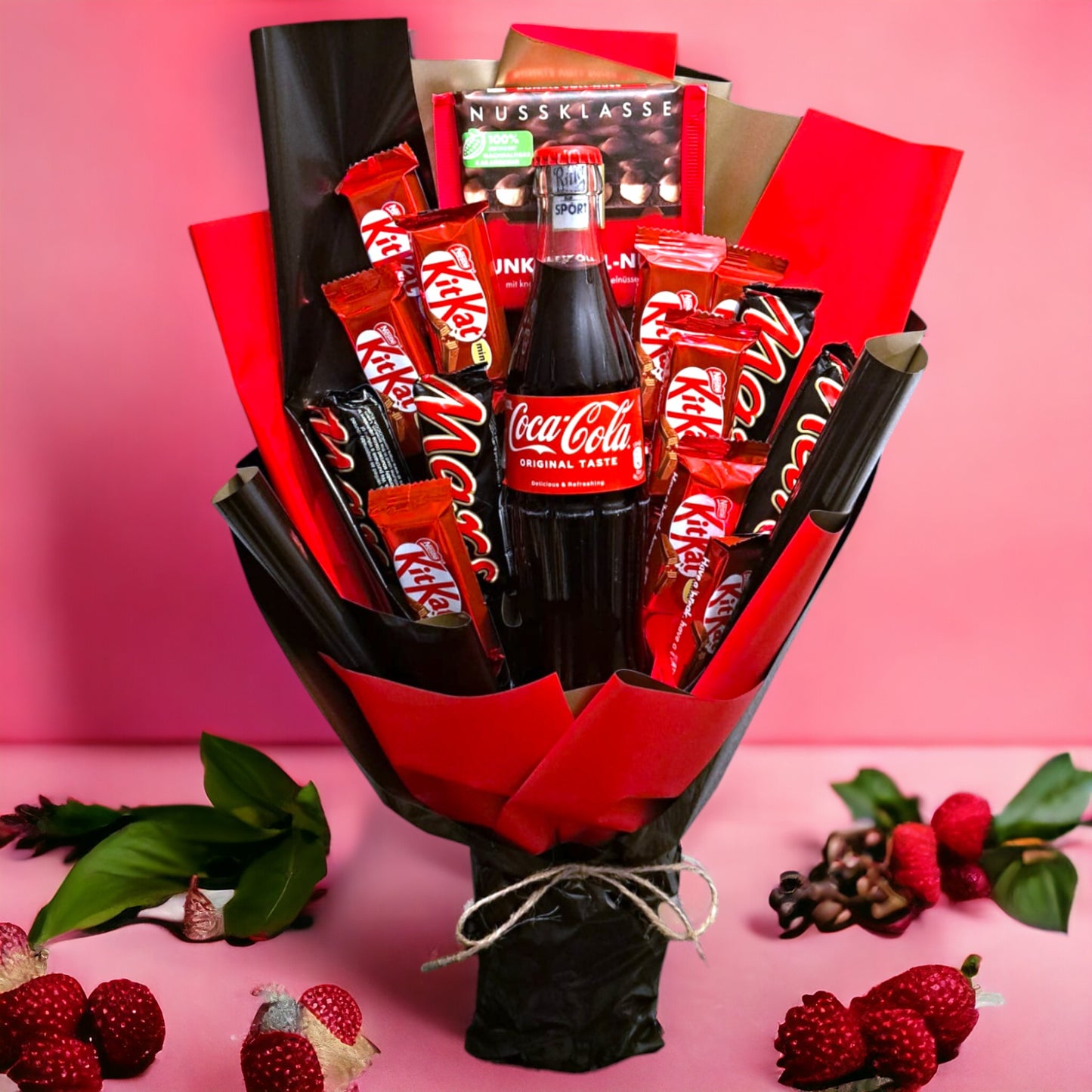 Edible bouquet of pleasure with Ritter Sport, Mars, Kitkat & Coca Cola – sweet gift for those with a sweet tooth