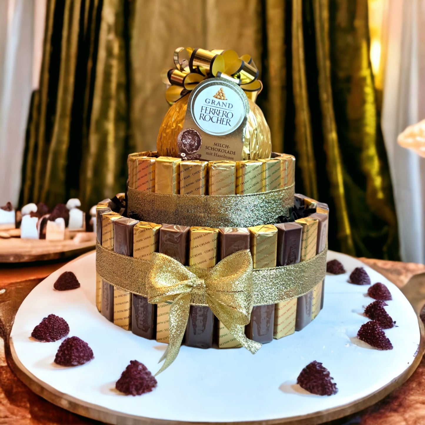 Handmade chocolate cake with Merci and Ferrero Rocher – A treat for chocolate lovers