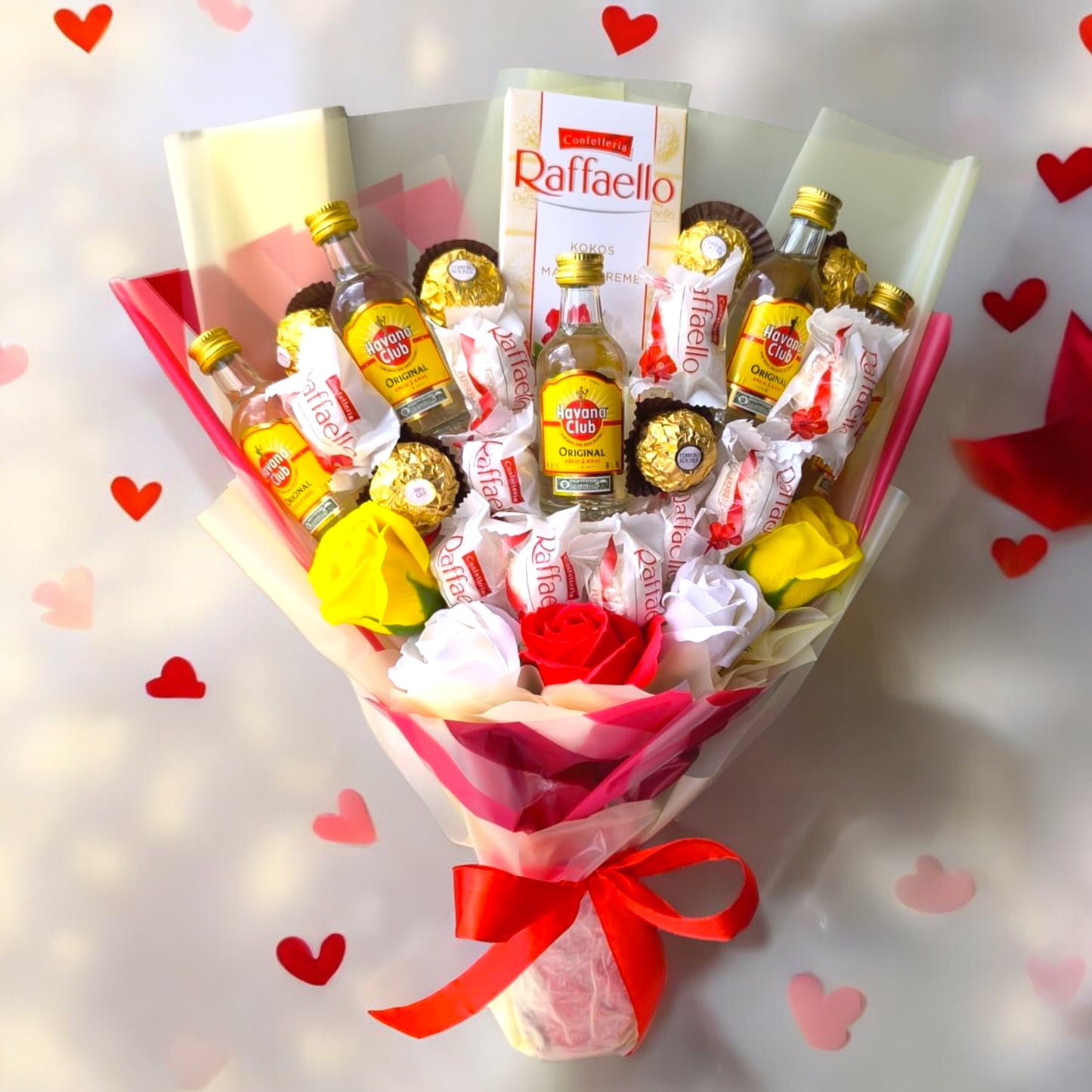 Spiselig blomsterbuket "Havana Club Mini" - Eksklusiv rom og chokolade til særlige lejligheder