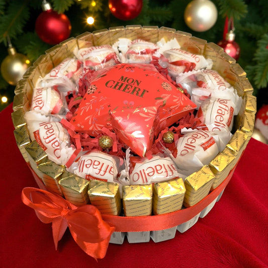 Raffaello & Mon Chéri Weihnachtsstrauß – Premium Süßigkeitengeschenk in Sternform