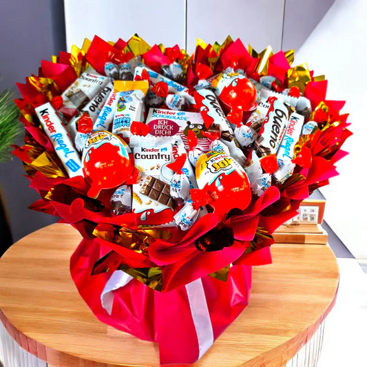 Kinder Schoko Süßigkeitenstrauß – Geschenk mit Riegeln, Schoko-Bons & mehr