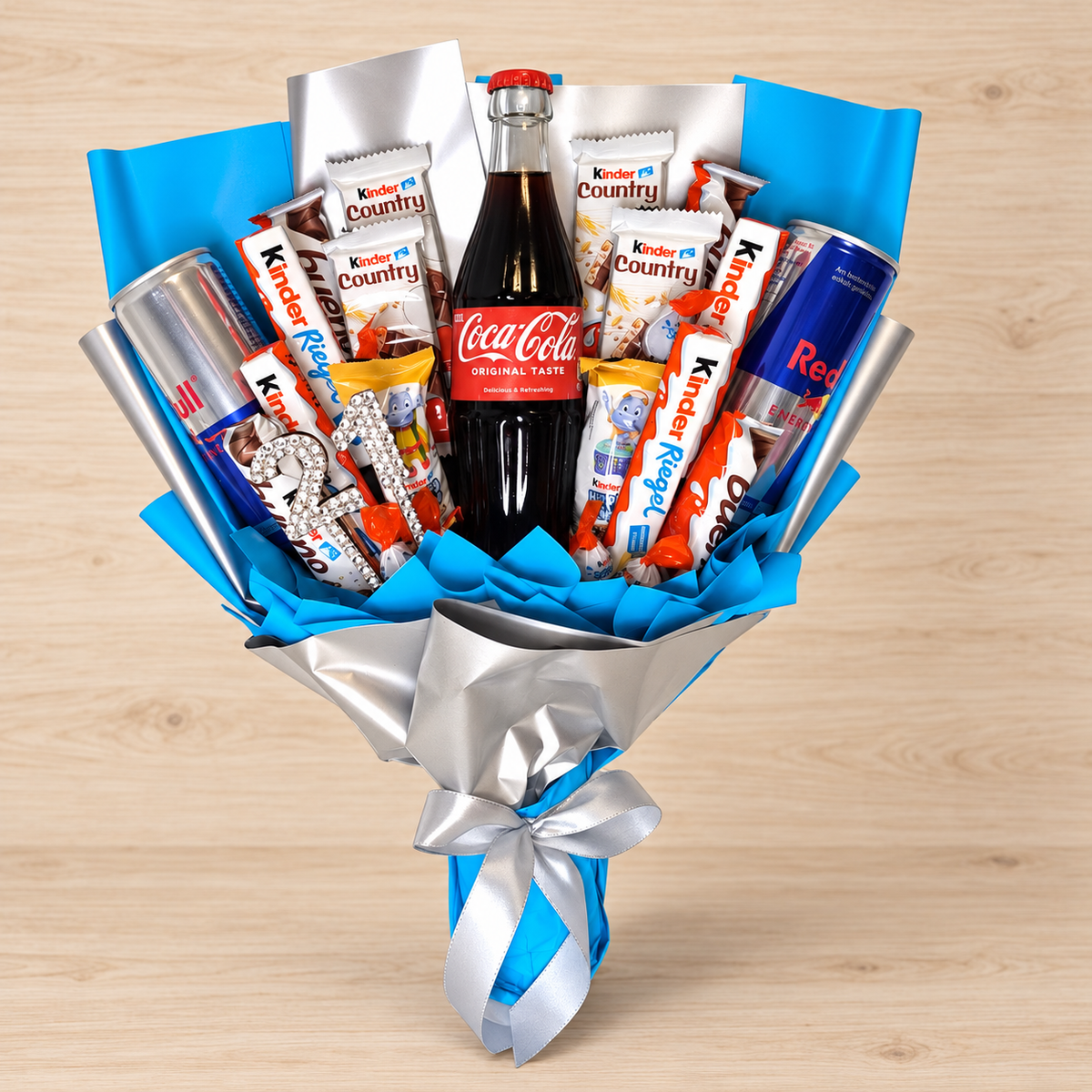 Kinder Geschenkstrauß mit Coca-Cola & Red Bull