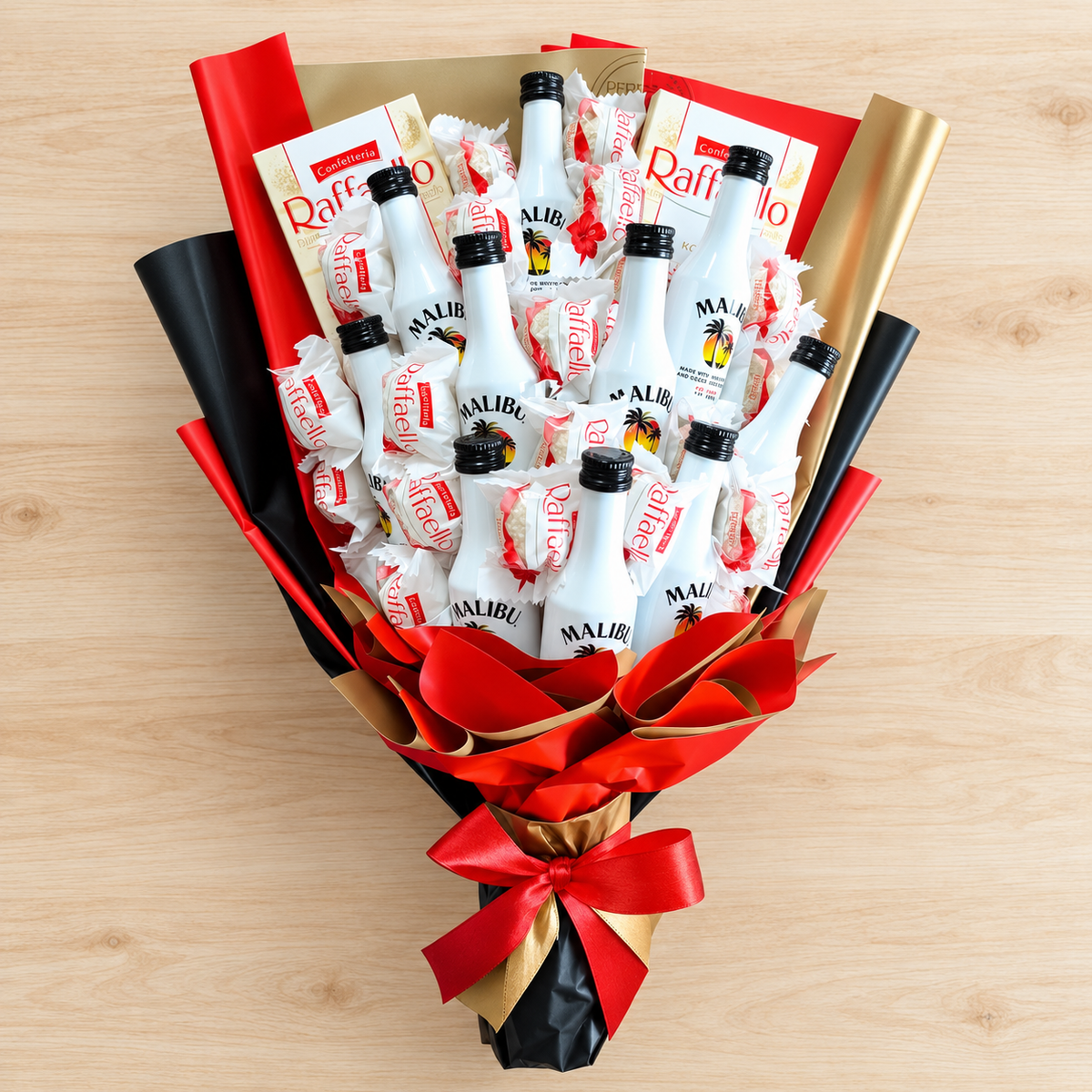 Malibu Geschenkstrauß mit Raffaello & Raffaello Schokolade