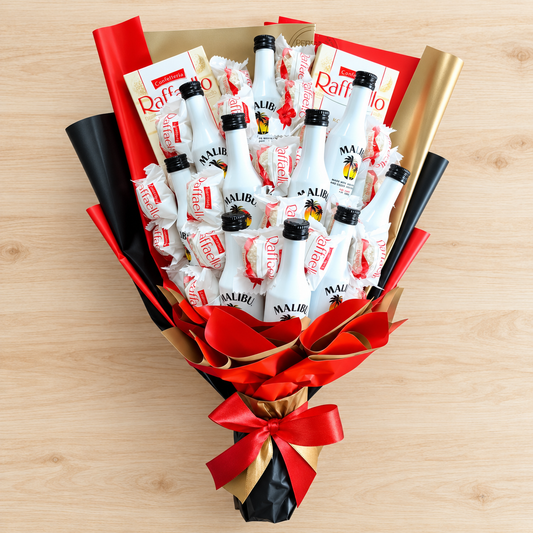 Malibu Geschenkstrauß mit Raffaello & Raffaello Schokolade