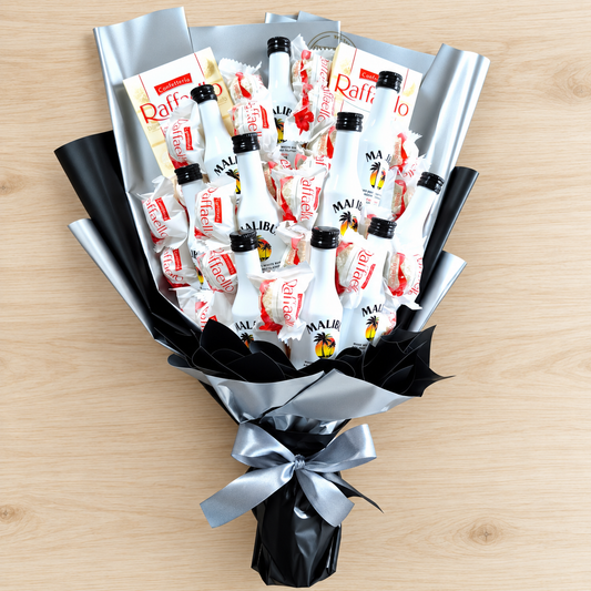 Malibu Geschenkstrauß mit Raffaello & Raffaello Schokolade