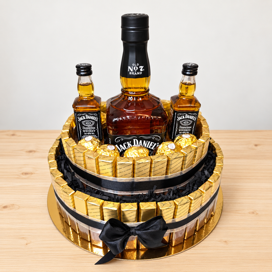 Jack Daniel’s Gold – Süßigkeitentorte mit Merci & Ferrero Rocher