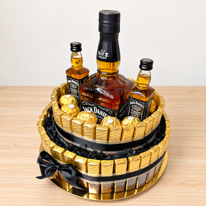 Jack Daniel’s Gold – Süßigkeitentorte mit Merci & Ferrero Rocher