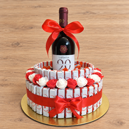 Weintorte mit Kinder Schokolade und Schaumrosen – besonderes Geschenk