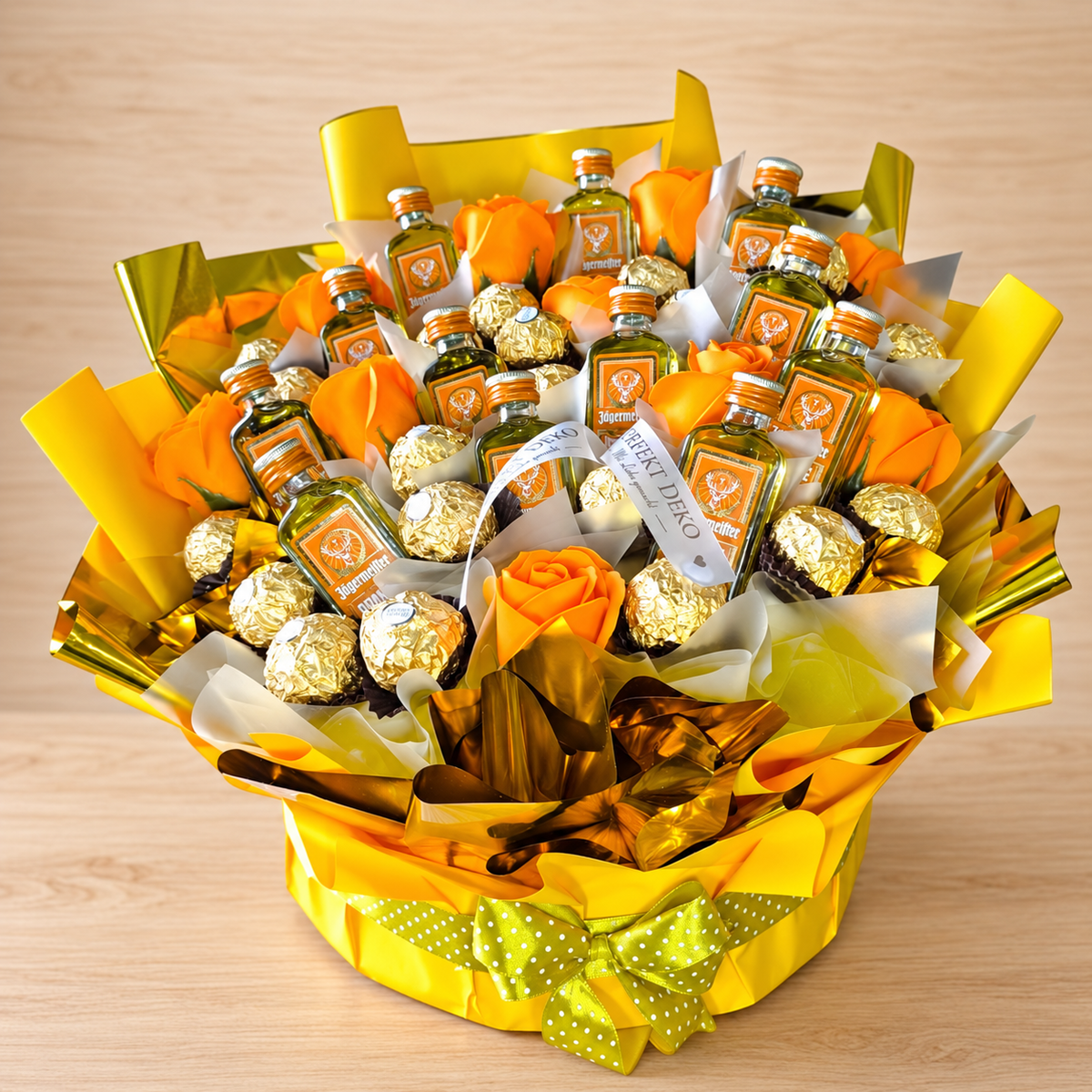 Jägermeister Orange Luxus Box L mit Ferrero Rocher & Seifenrosen