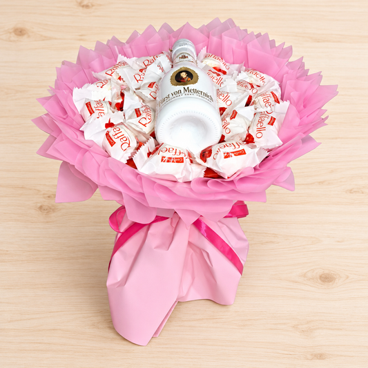 Raffaello Strauß mit Fürst von Metternich Sekt – Rosa Mini Geschenkstrauß
