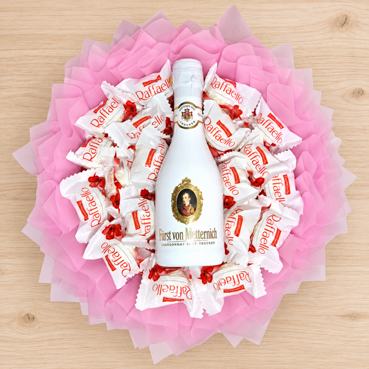 Raffaello Strauß mit Fürst von Metternich Sekt – Rosa Mini Geschenkstrauß