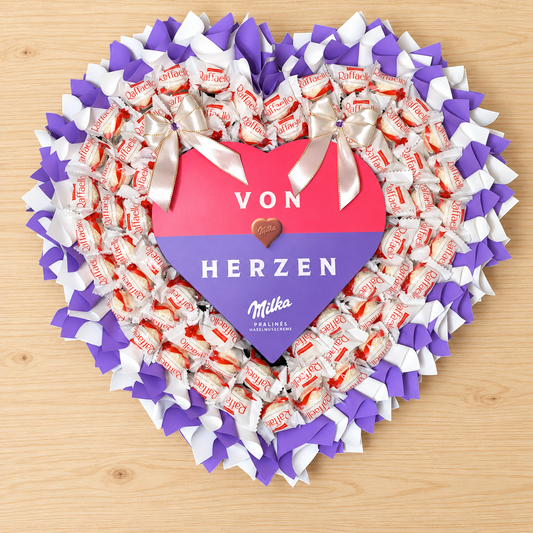 Raffaello Strauss XL in Herzform mit Milka „Von Herzen“