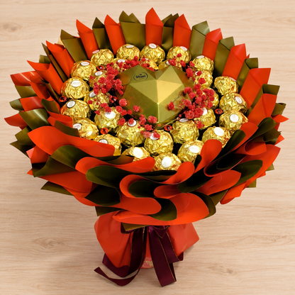 Ferrero Rocher Mini Strauss „Goldenes Herz“ mit Wawel Pralinenherz