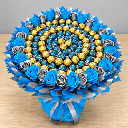 Luxuriöser Pralinenstrauß XL mit Ferrero Rocher, Lindt Lindor & Seifenrosen