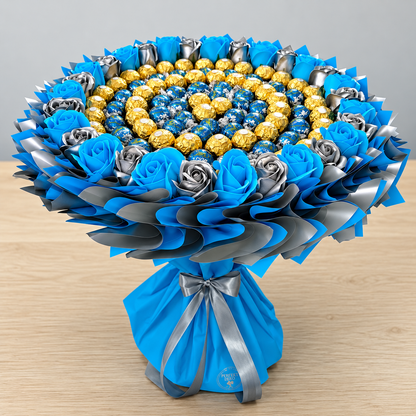 Luxuriöser Pralinenstrauß XL mit Ferrero Rocher, Lindt Lindor & Seifenrosen
