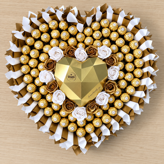 Exklusiver Schokoladenstrauß XL in Herzform mit Ferrero Rocher – Geschenk für besondere Anlässe