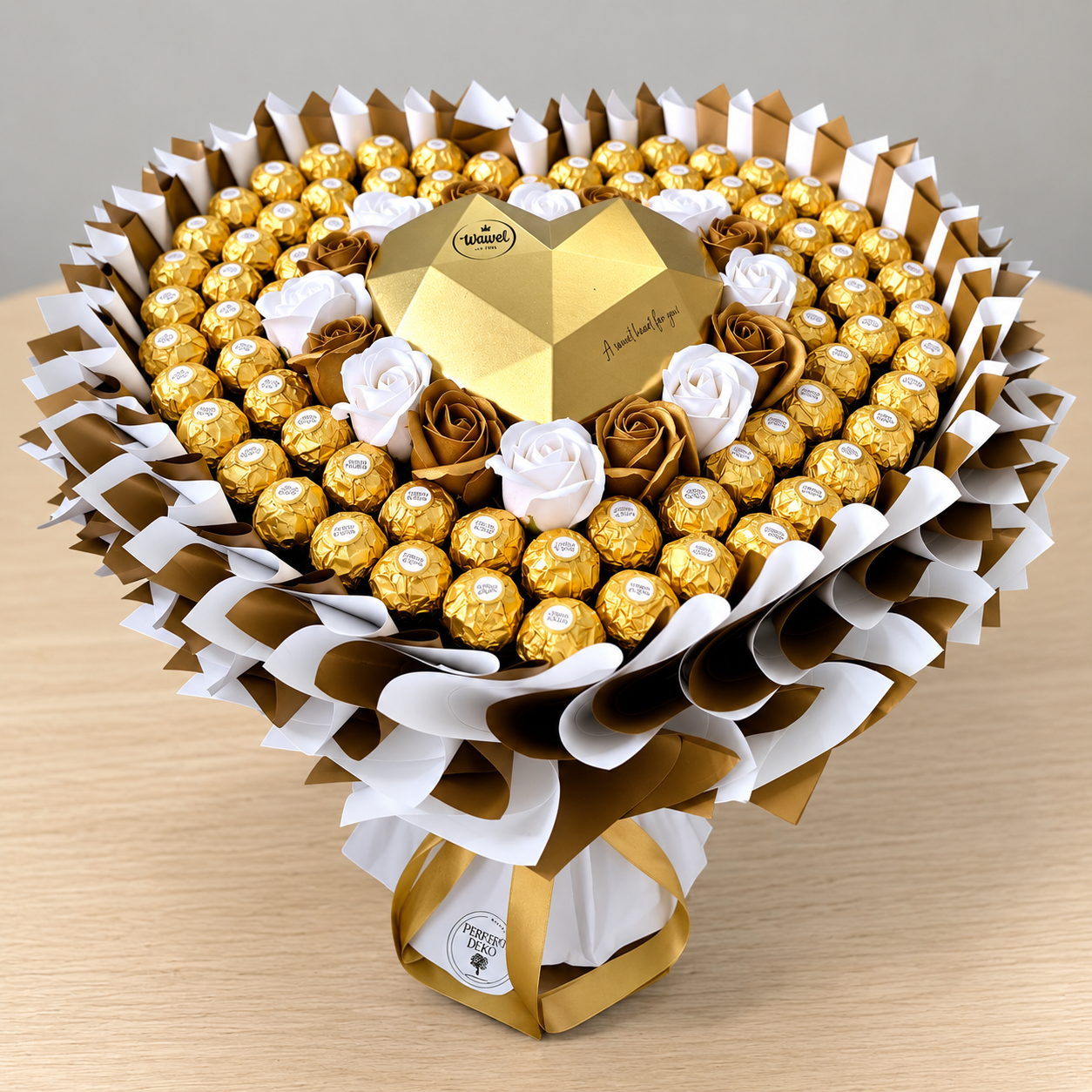 Exklusiver Schokoladenstrauß XL in Herzform mit Ferrero Rocher – Geschenk für besondere Anlässe