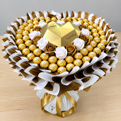 Exklusiver Schokoladenstrauß XL in Herzform mit Ferrero Rocher – Geschenk für besondere Anlässe