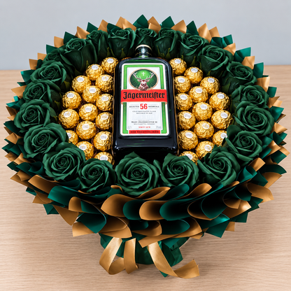 Jägermeister Geschenkstrauß mit Ferrero Rocher – Edles Geschenk für Genießer
