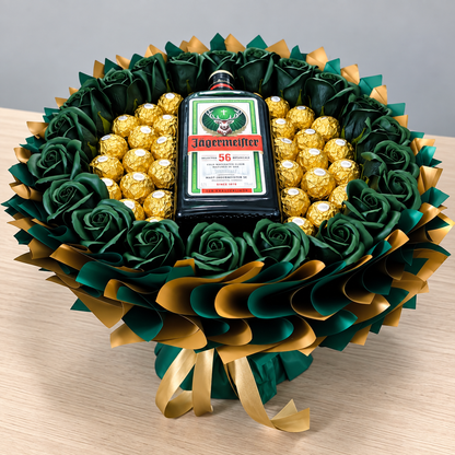 Jägermeister Geschenkstrauß mit Ferrero Rocher – Edles Geschenk für Genießer