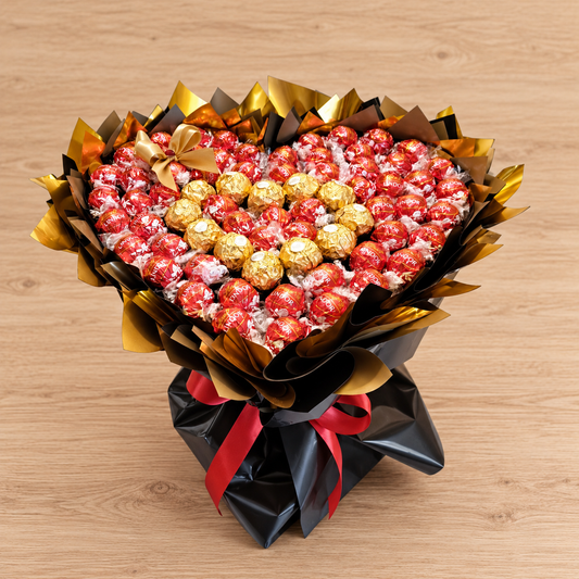 Herzstrauß mit Lindt Lindor und Ferrero Rocher – romantisches Schokoladengeschenk