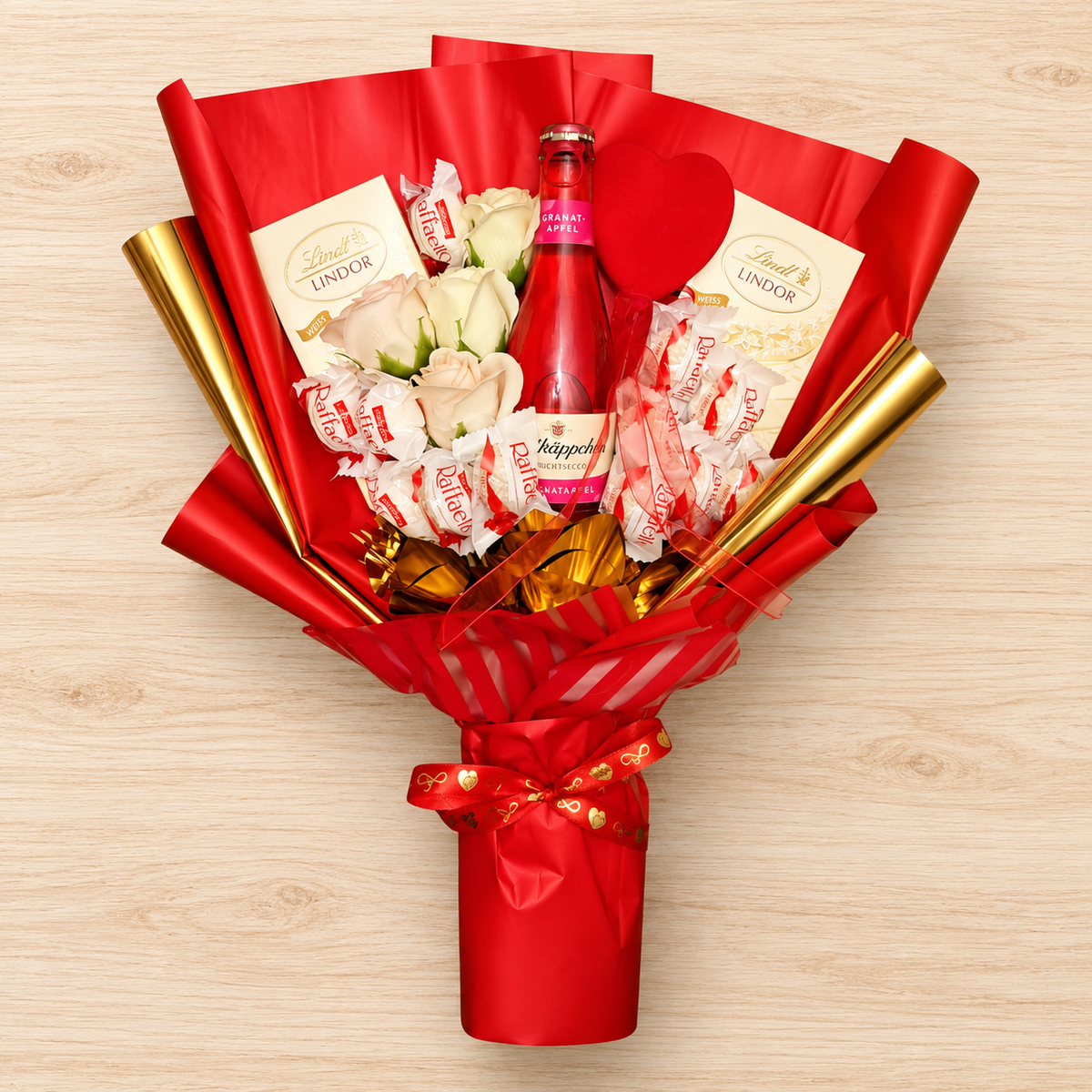 Edible bouquet with Lindt, Raffaello &amp; Little Red Riding Hood – Elegant gift for special occasions