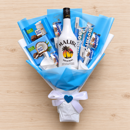 Malibu Geschenkstrauß mit Knoppers, Bounty & Ritter Sport