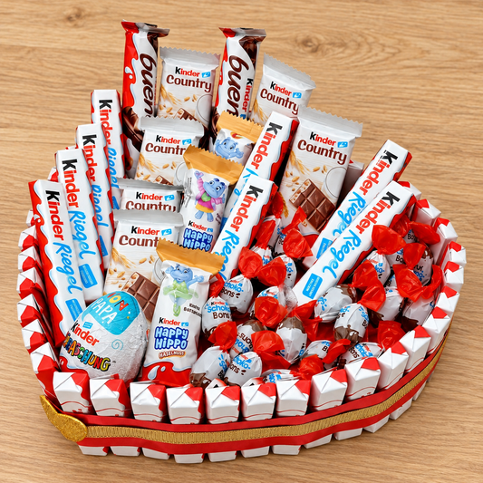 Kinder Schoko-Traum – XL Süßigkeitentorte in Herzform