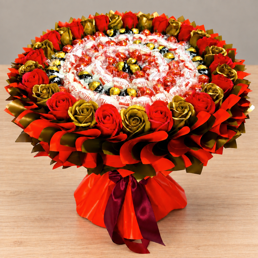 Premium Pralinenstrauß Rote Eleganz