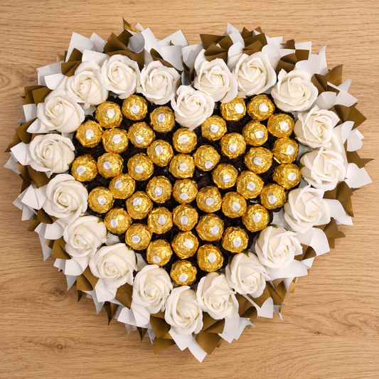 "Gold Love" bouquet - handmade gift with chocolates and soap roses 