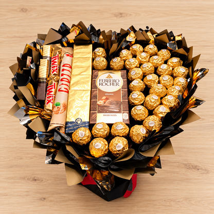 Bouquet "Gold &amp; Black" - Luxurious chocolate bouquet with Ferrero, Merci &amp; Giotto