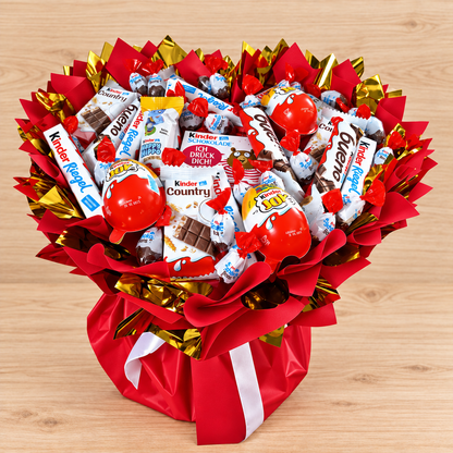 Kinder Schokolade Geschenkstrauß in Herzform