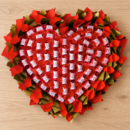 Majestic heart-shaped bouquet of delights "Mon Chéri" – Elegant chocolate gift for royal moments