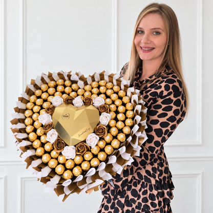 Exklusiver Schokoladenstrauß XL in Herzform mit Ferrero Rocher – Geschenk für besondere Anlässe