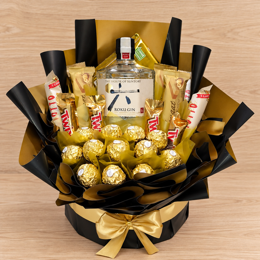 Roku Gin Luxus Geschenkbox mit Ferrero Rocher & Schokolade