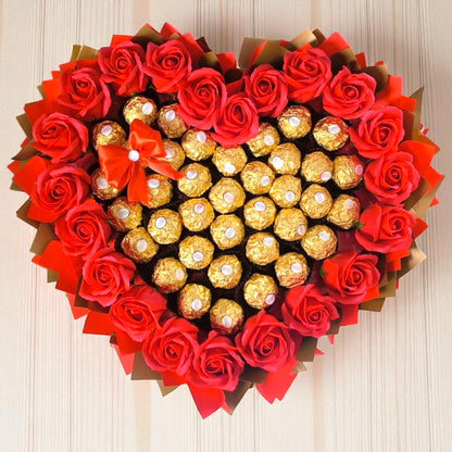 "Gold Love" bouquet - handmade gift with chocolates and soap roses 
