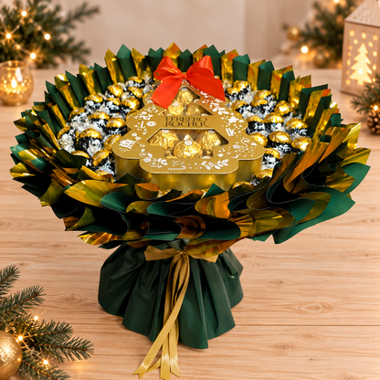 Ferrero Rocher & Lindt Lindor 70% Cacao Weihnachtsstrauß – Deluxe
