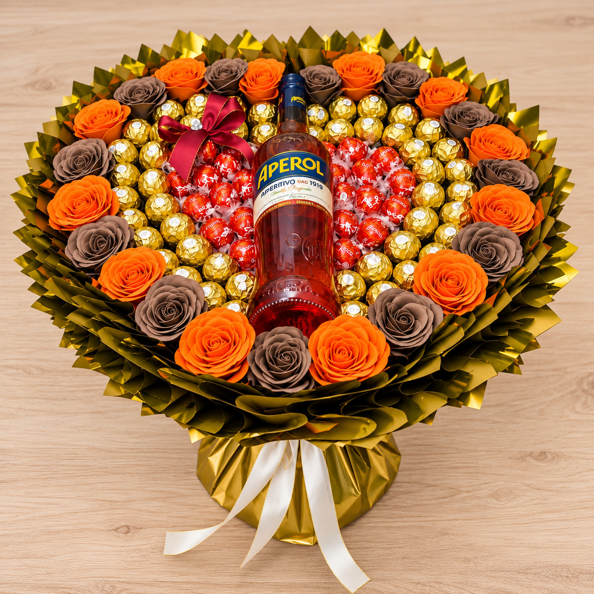 Luxus Pralinenstrauß mit Aperol, Ferrero Rocher & Lindt Lindor