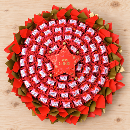 Weihnachtszauber mit Mon Chéri – festlicher Pralinenstrauß in Rot und Gold