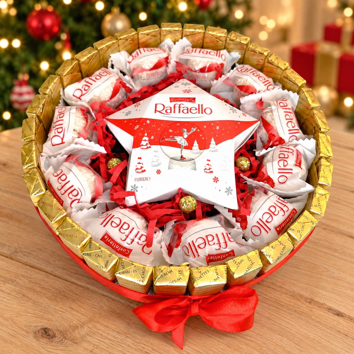 Weihnachtstorte mit Merci und Raffaello-Stern – süßes Geschenk zu Weihnachten