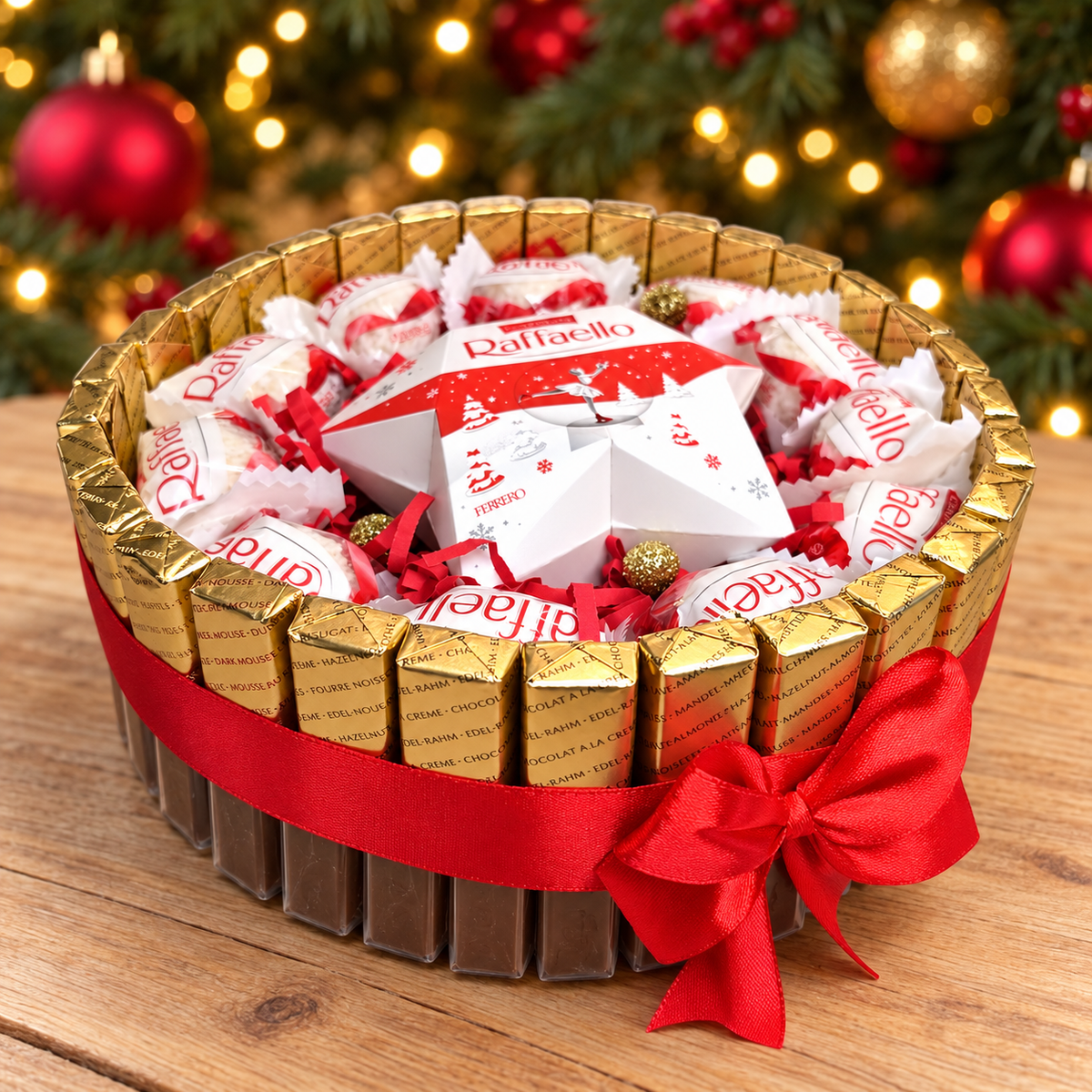 Weihnachtstorte mit Merci und Raffaello-Stern – süßes Geschenk zu Weihnachten